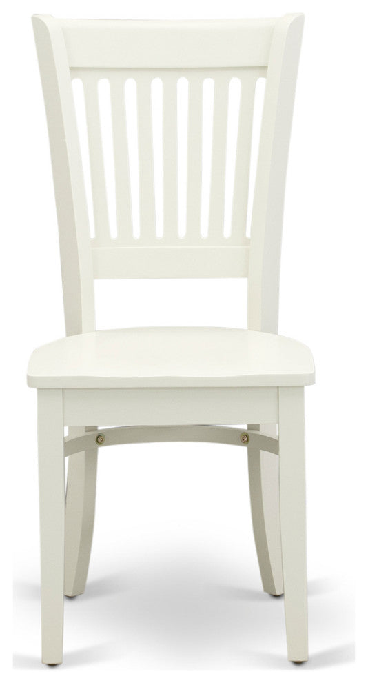 5Pc Dining Set 4 Chairs, Table, Slatted Chair Back Linen White Finish