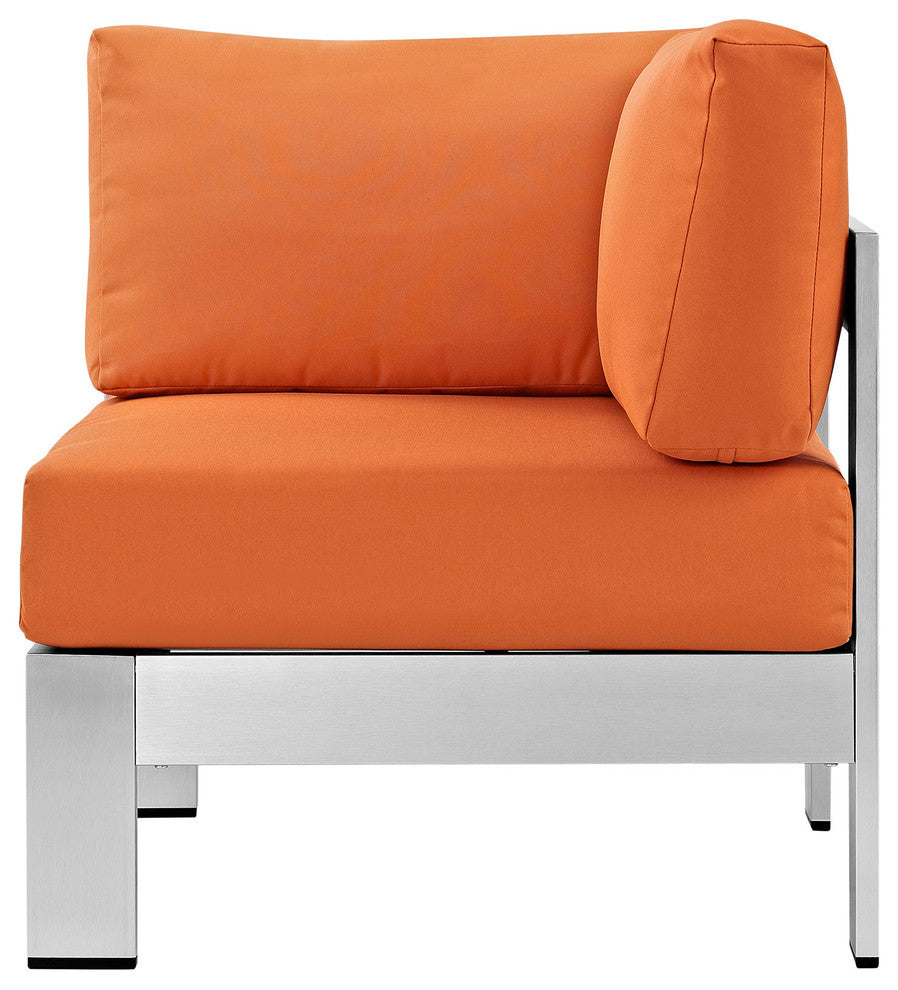 Silver Orange Shore Outdoor Patio Aluminum Corner Sofa