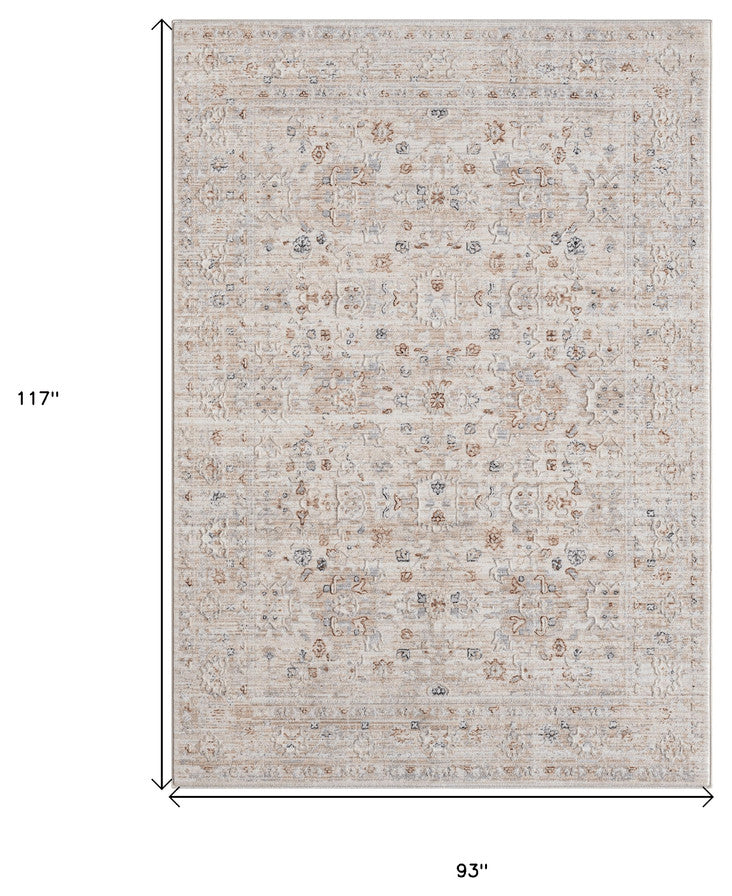 8' X 10' Beige Botanical Area Rug