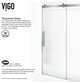 VIGO Caspian 59" to 61" W x 74" H Frameless Sliding Shower Door, Chrome, Clear Glass