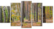 Green Fall Forest with Thick Woods, Modern Forest Canvas Art, 60"x32", 5 Panels