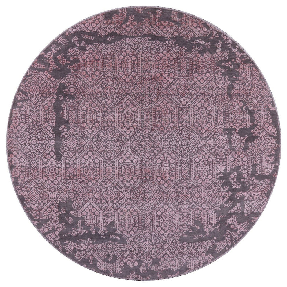 10' Round Persian Hand Knotted Wool and Silk Rug Q6758