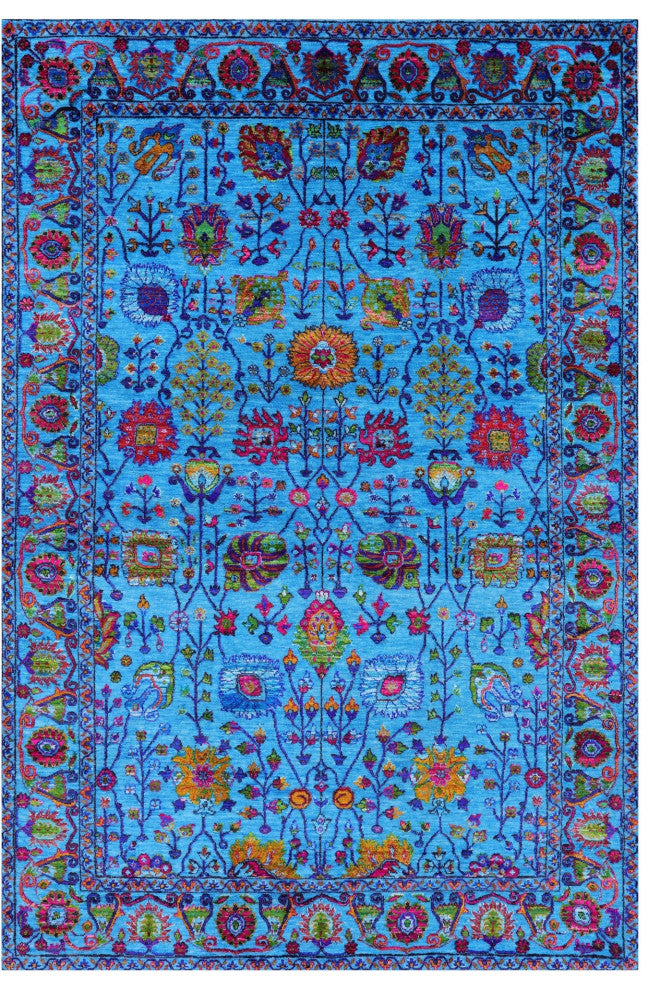 Persian Hand Knotted Wool & Silk Rug 6' 2" X 9' 2" - Q15792