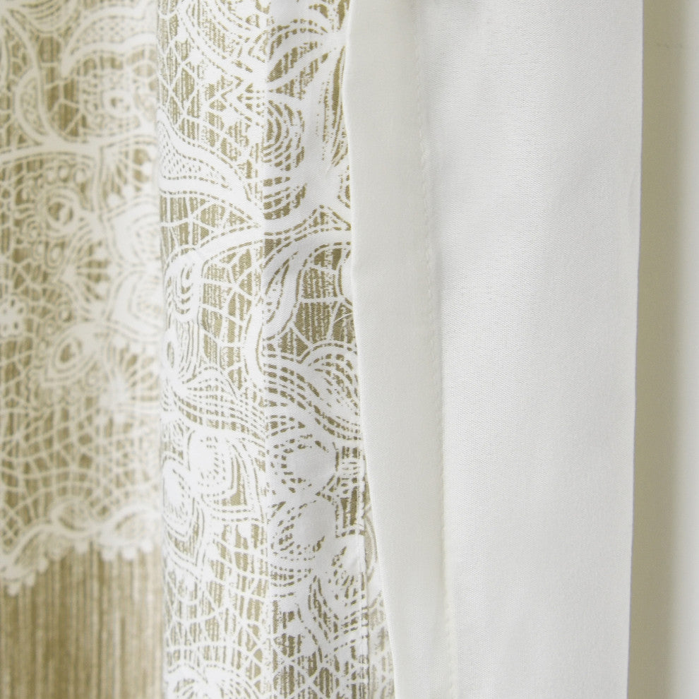 Printed Microfiber 2 Piece Curtain Set, Taupe, 60" X 96"