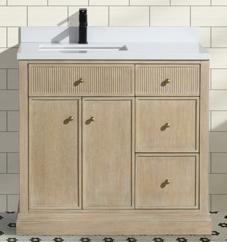 Redondo Bathroom Vanity, Ash Oak, 36", Single Sink, Freestanding