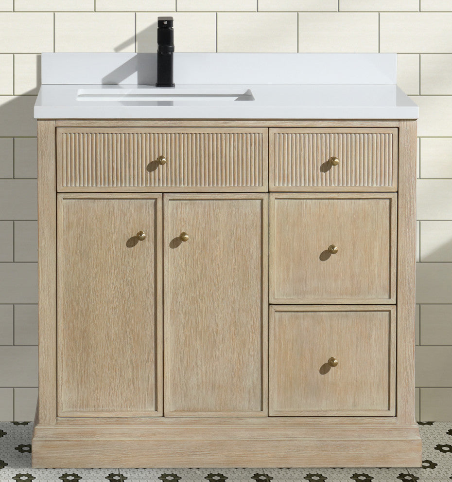 Redondo Bathroom Vanity, Ash Oak, 36", Single Sink, Freestanding