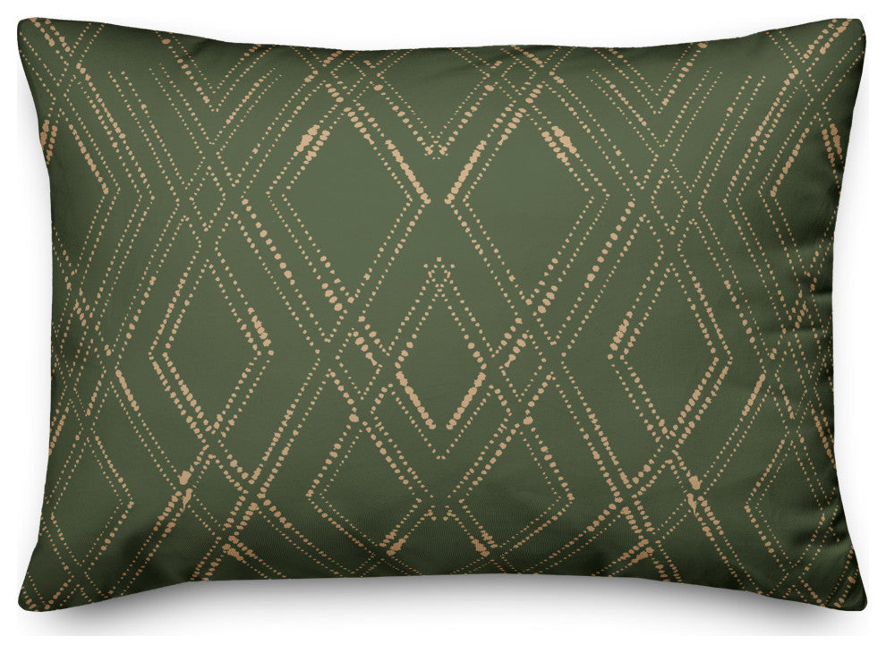 Green and Gold Diamond 20x14 Spun Poly Pillow