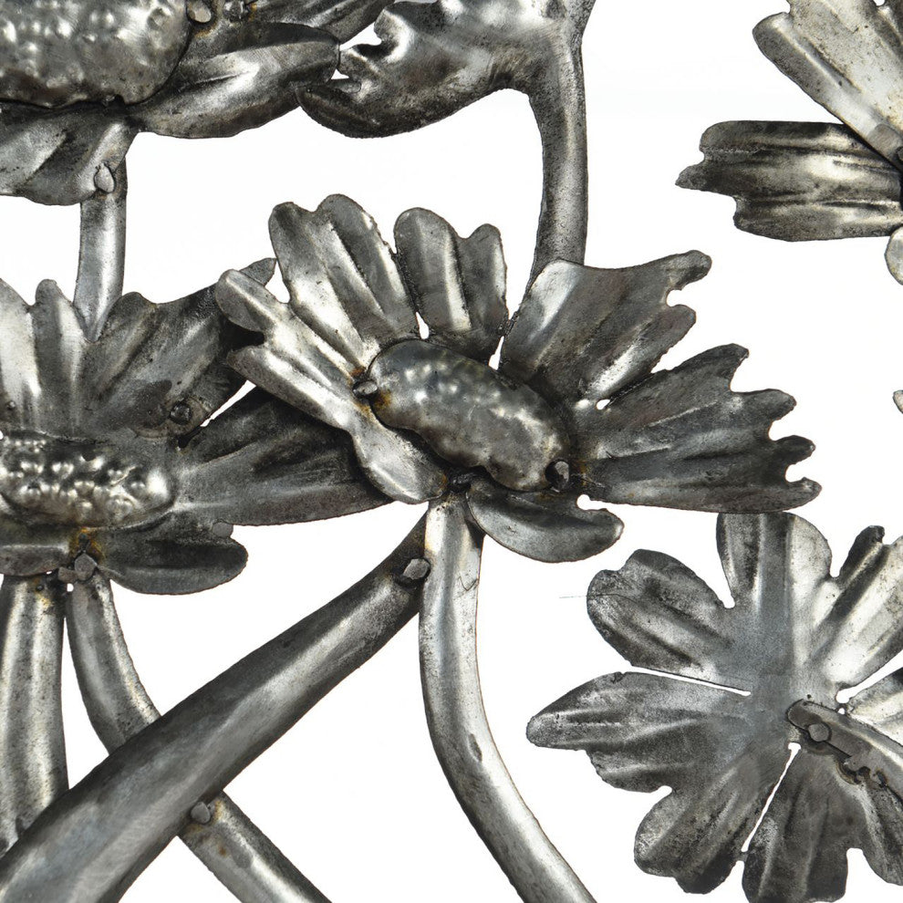 Weathered Aluminum-Metal Wall Art-Flowers-39" x 21"
