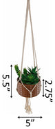 4.5" Faux Succulents Garden Macrame Brown Hanging Ceramic Planter