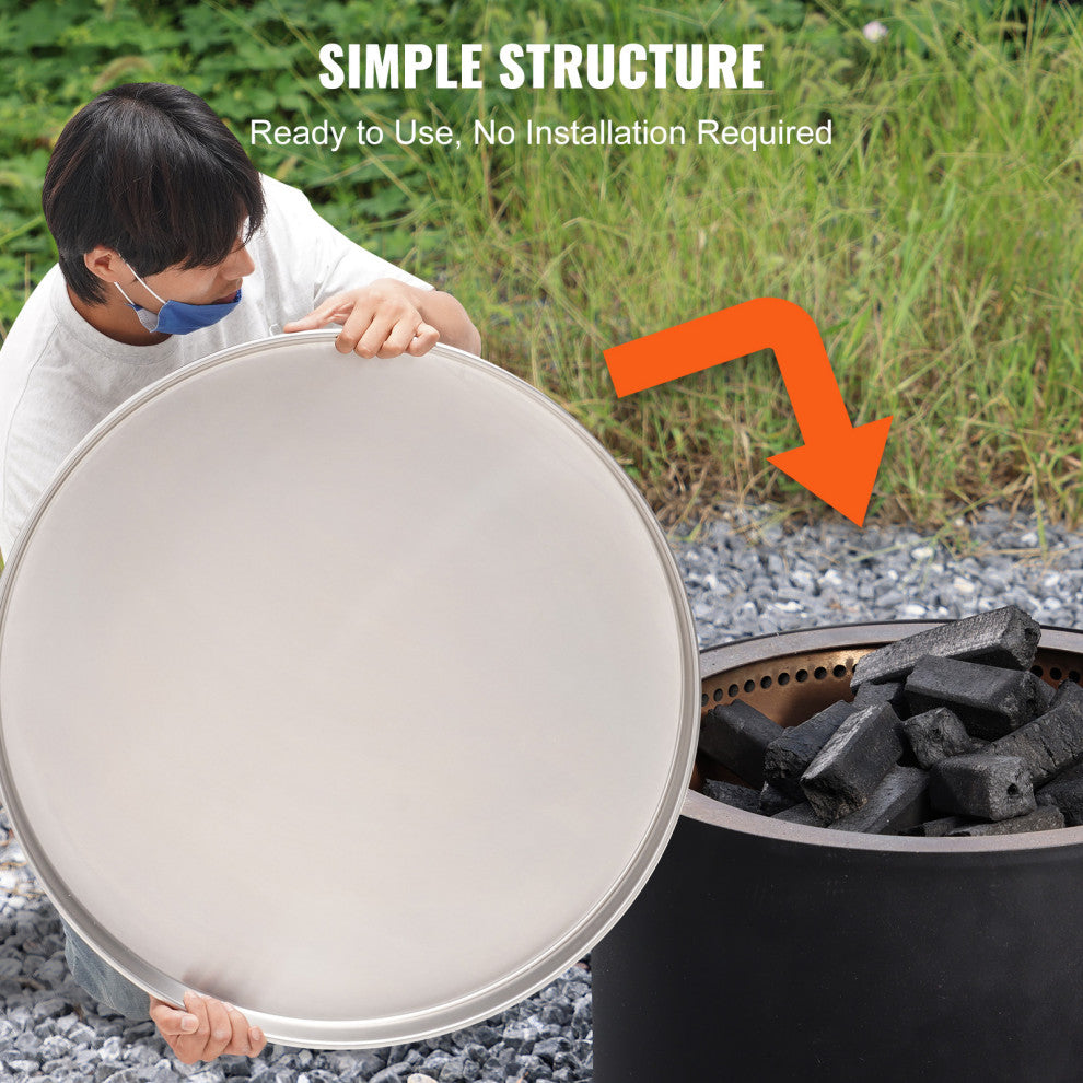 VEVOR 27" Heavy Duty Round Fire Ring Cover Lid Spark Screen Outdoor Wood Burning