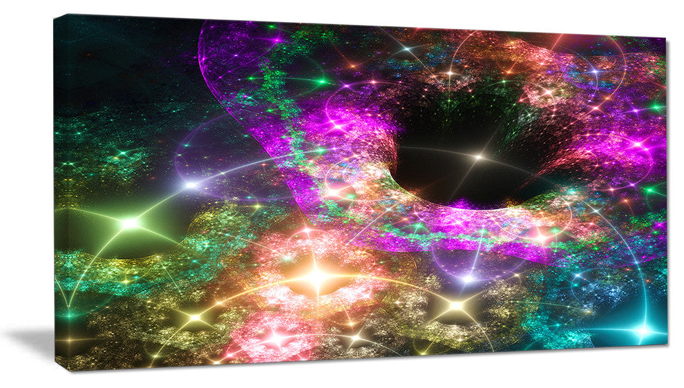 Pink Cosmic Black Hole, Abstract Art on Canvas, 40x20