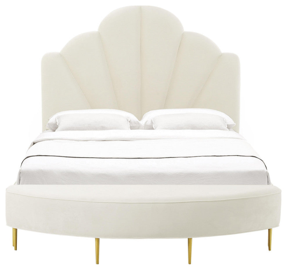 Bianca Cream Velvet Bed in Queen