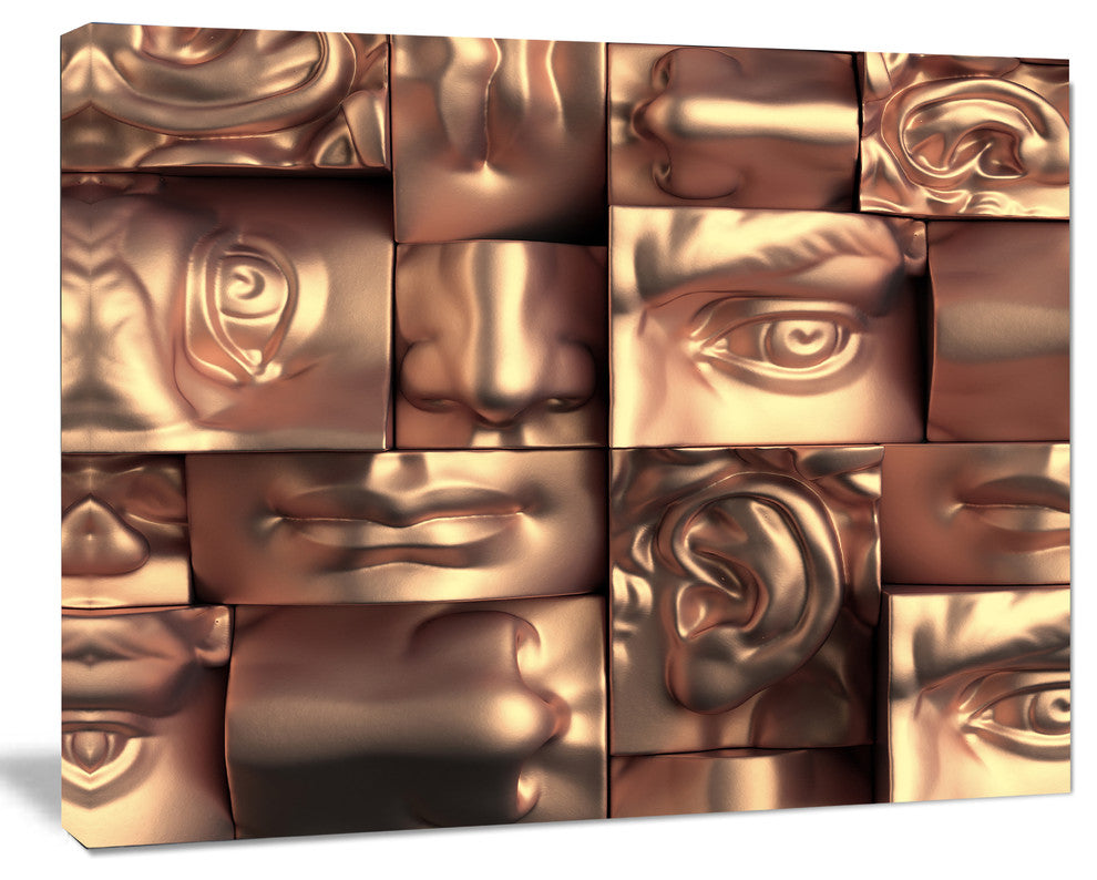 Abstract Golden Blocks, Abstract Canvas Art Print, 20"x12"