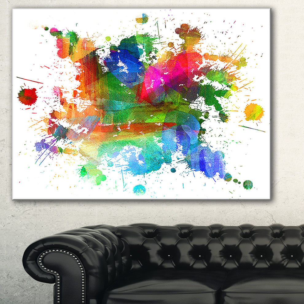 "Splashes of Colors" Abstract Oil Painting Canvas Print, 40"x20"