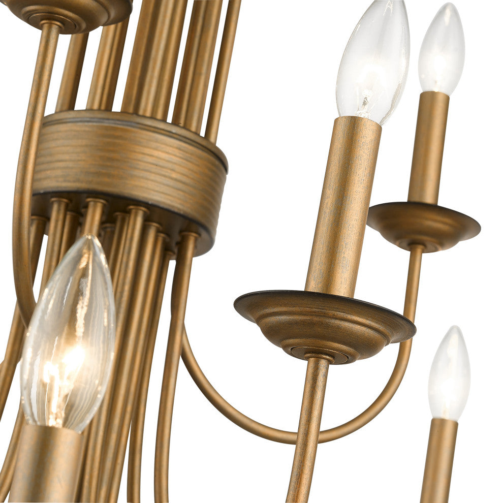 Estate 21-Light Antique Gold Leaf Extra Large Chandelier