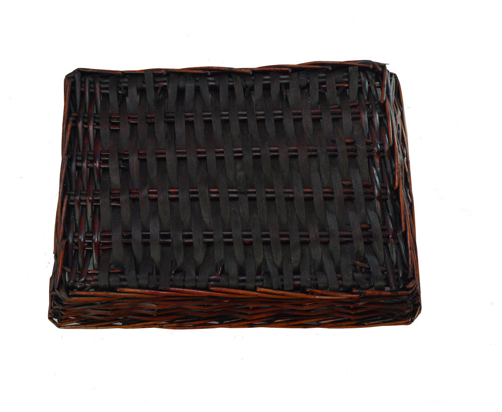14" Natural Willow Medium Stain Rectangle Tray