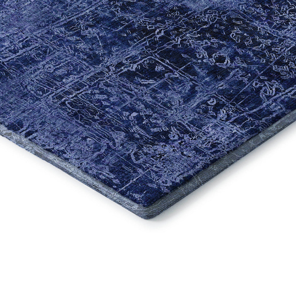 Premium Machine Washable Mayfield AMF559 Navy 8' x 8' Round Rug