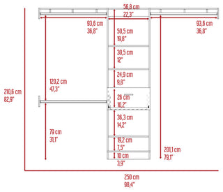 250 Closet System British, Bedroom, Dark Walnut