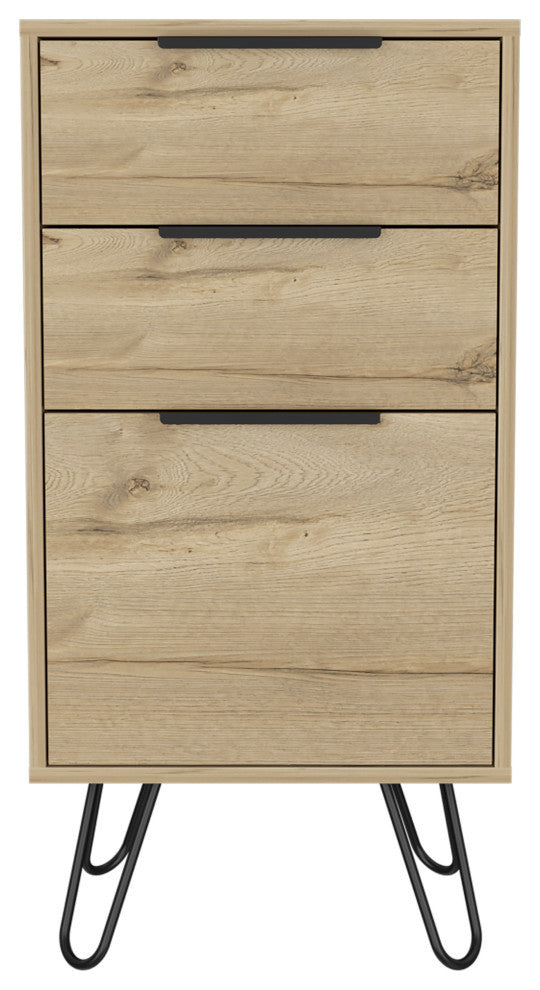 London Dresser with 3 Drawers, Superior Top, and Hairpin Legs, Light Oak