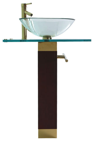 Bohemia 23 5/8" Glass Pedestal Sink Bathroom Combo with Towel Bar Faucet Drain