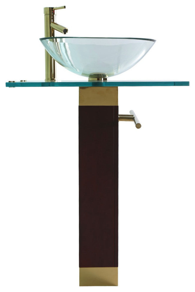 Bohemia 23 5/8" Glass Pedestal Sink Bathroom Combo with Towel Bar Faucet Drain