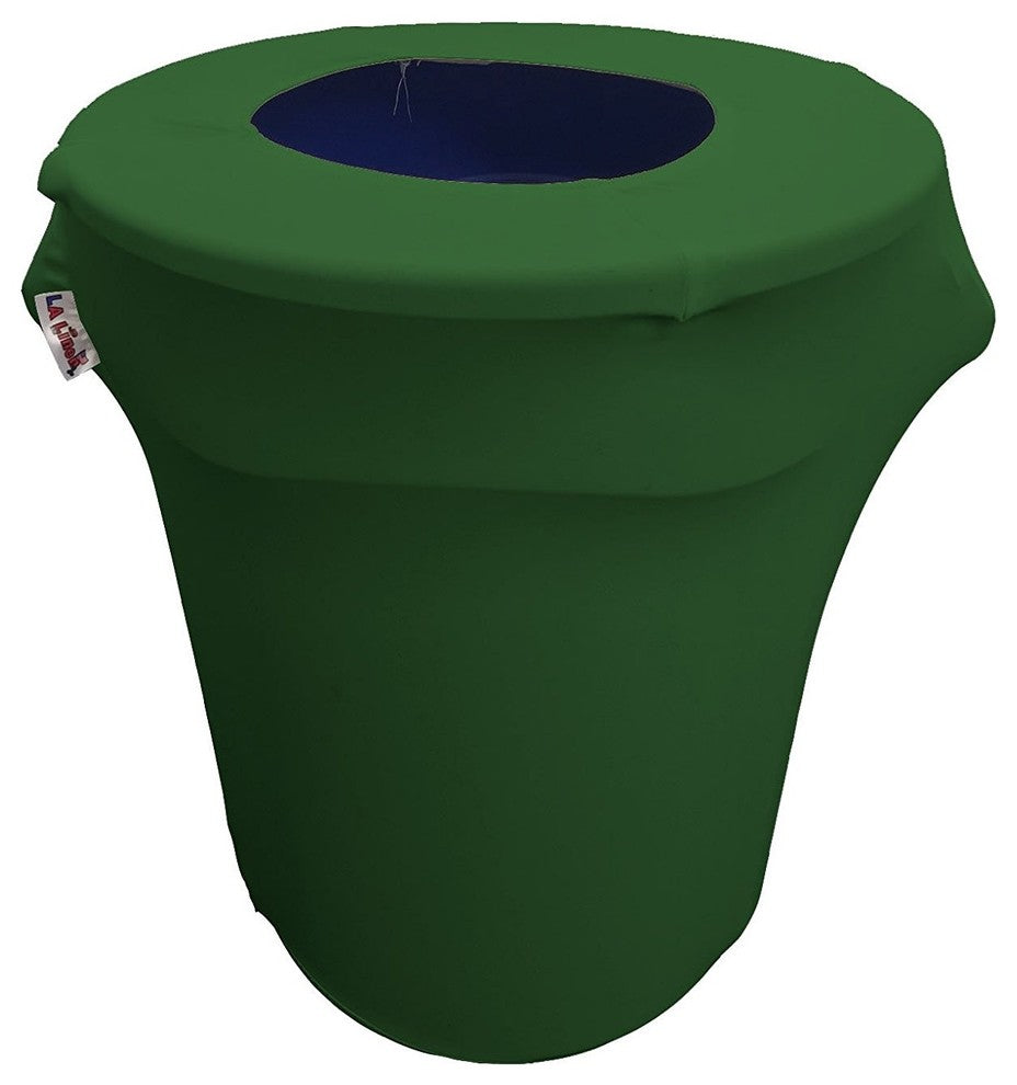 LA Linen Stretch Spandex Trash Can Cover, 32 gal. Round, Emerald Green