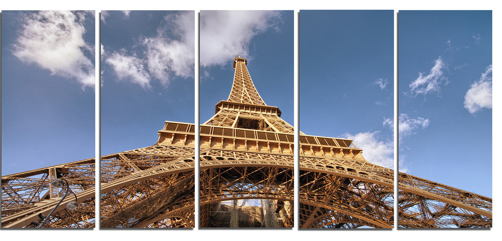 "Beautiful View of Paris Eiffel Tower Under Calm Sky" Wall Art, 60"x28", 5Panel