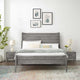Platform Bed Nightstand Set, King Size, Wood, Gray, Modern Farmhouse