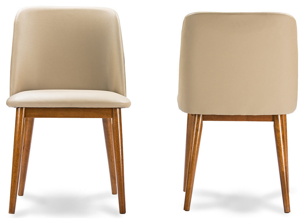 Lavin "Walnut" Light Brown/Beige Faux Leather Dining Chair, Set of 2