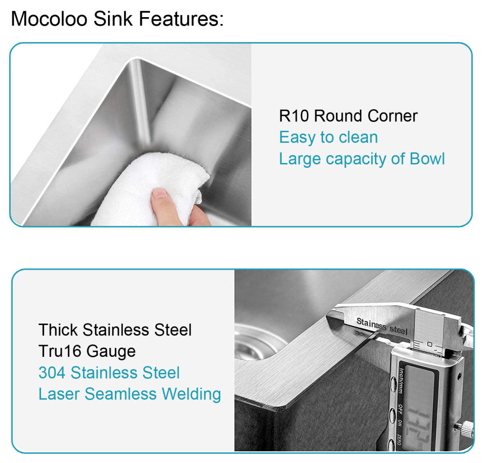 30" double hole single basin undermount kitchen sink