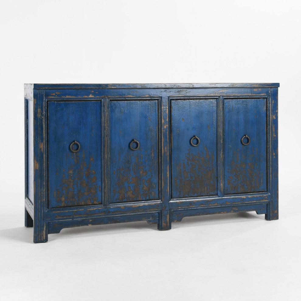 Kosas Home Amherst Reclaimed Pine 4Dr Cabinet, Royal Blue