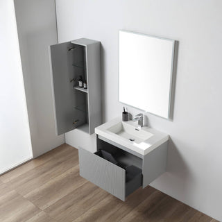 Floating Bathroom Vanity with Sink, Wall Mounted Vanity, Grey, 30" W/ Sink, Side Cabinet
