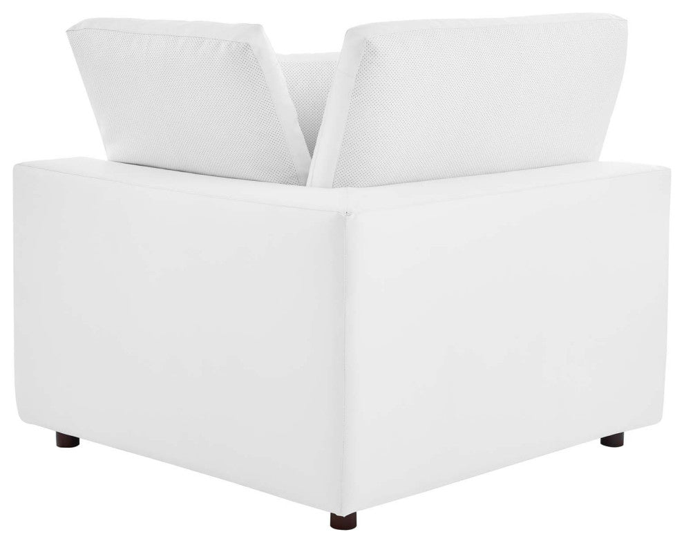 Commix Down Filled Overstuffed Vegan Leather 8-Piece Sectional Sofa - White