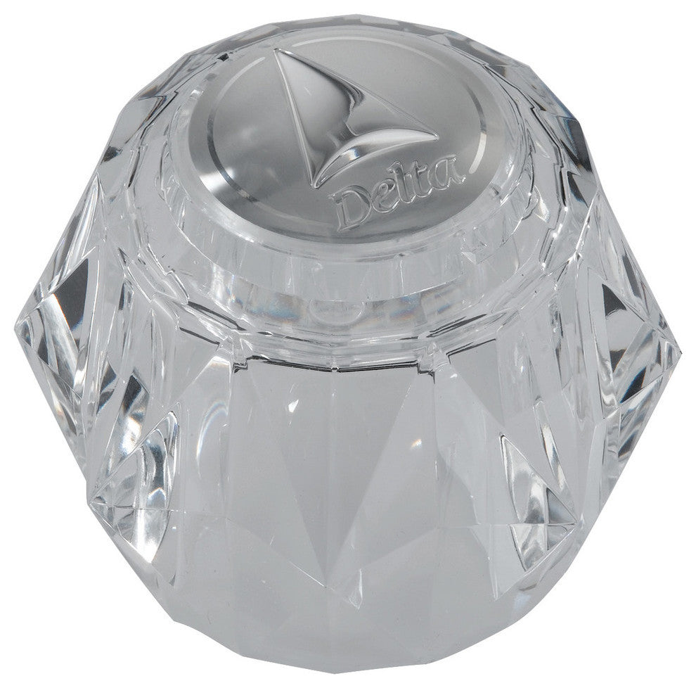 Delta Single Clear Knob Handle Acrylic With Button and Screw, Clear
