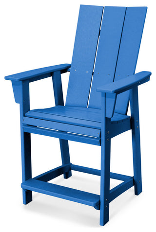 POLYWOOD Modern Adirondack Counter Chair, Pacific Blue