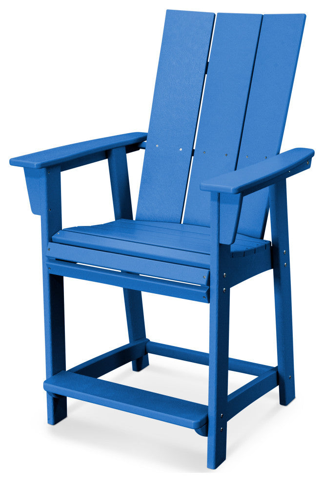 POLYWOOD Modern Adirondack Counter Chair, Pacific Blue