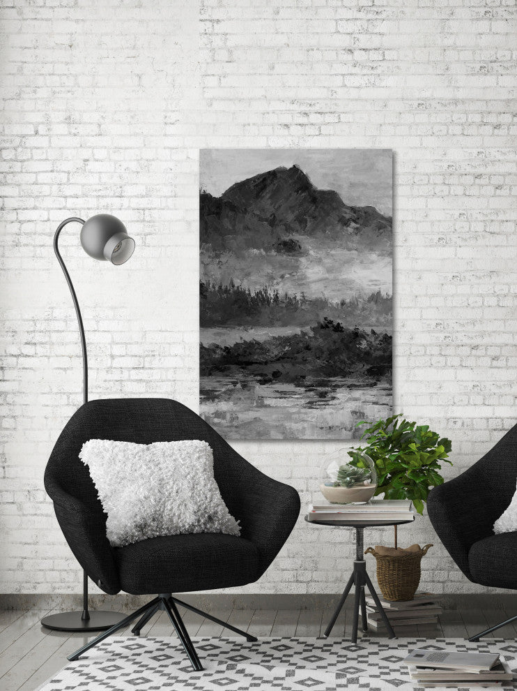 "Dark and Mysterious Mountain" Painting Print on Wrapped Canvas, 40"x60"