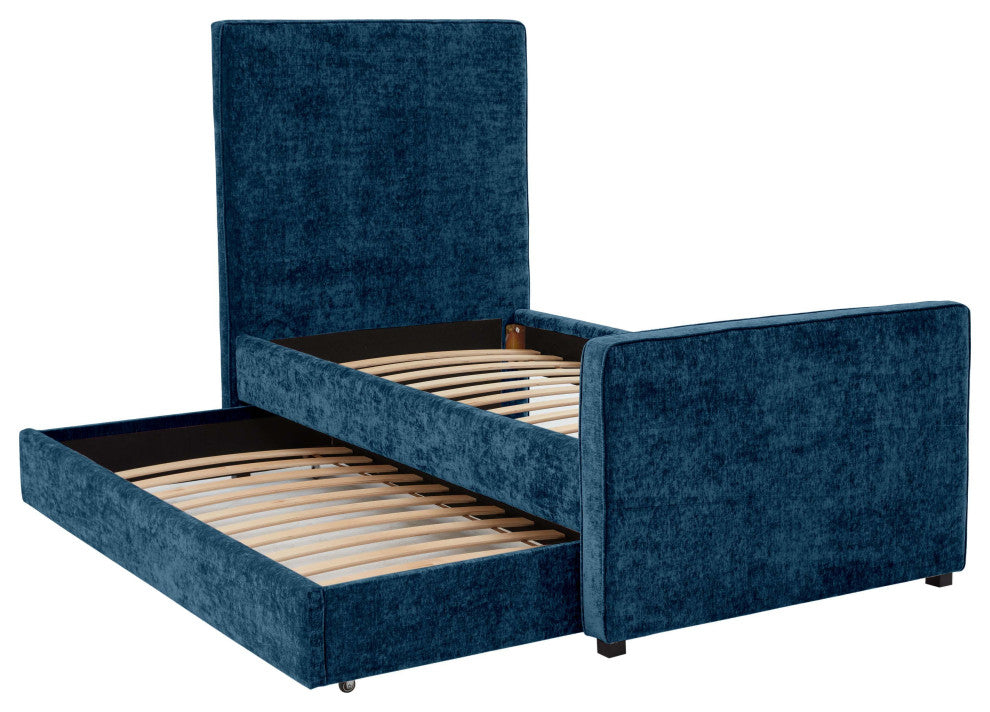 Delilah Navy Textured Velvet Trundle in Twin