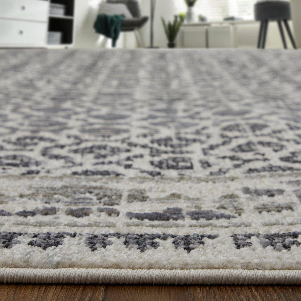 Weave & Wander Kiba Gray/Ivory Rug, 5'3"x7'6"