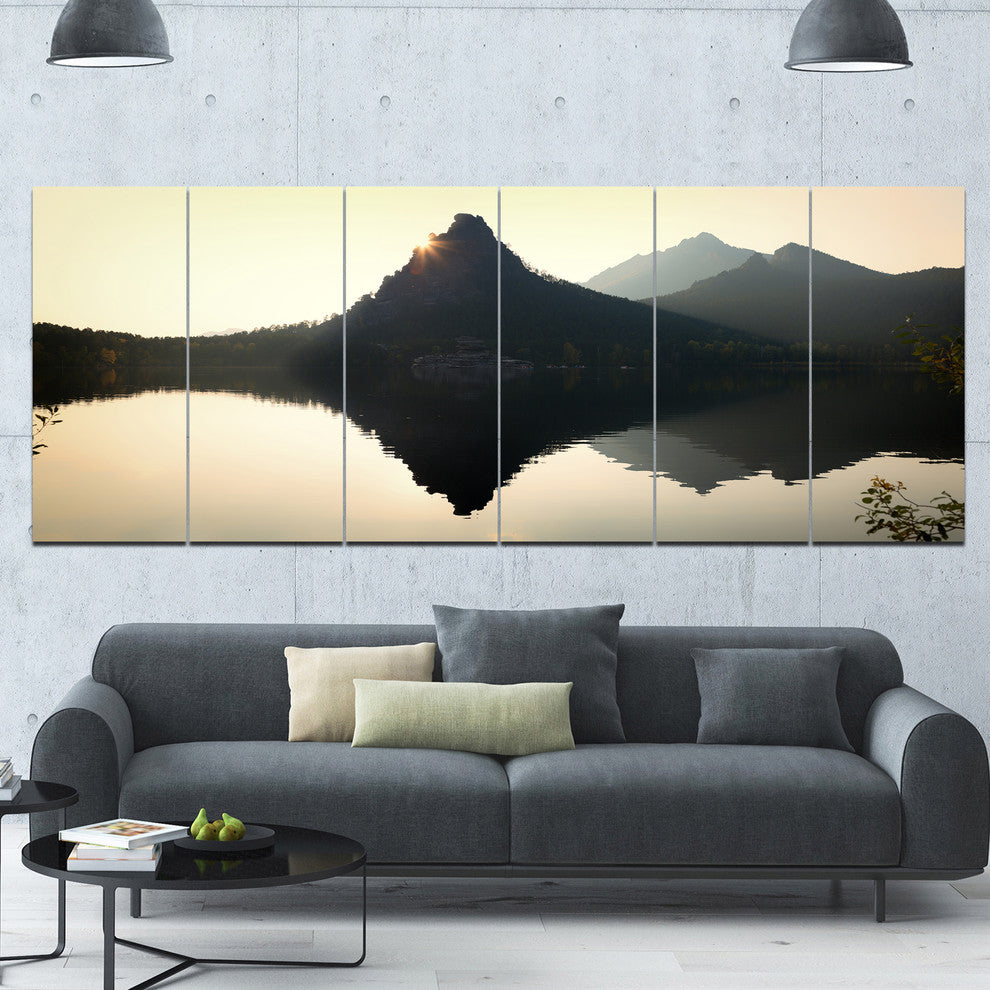 National Park Burabay at Sunset, Landscape Canvas Art Print, 70"x28", 6 Panels