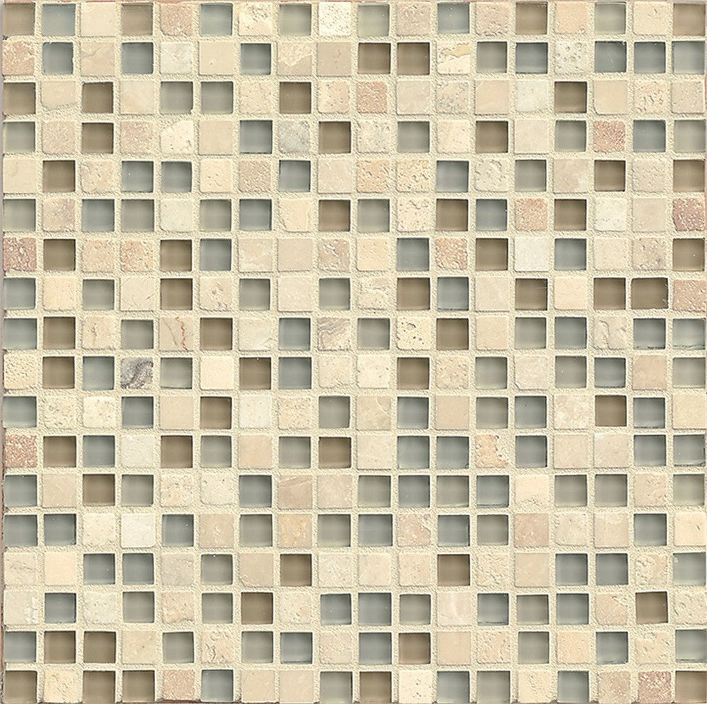 12"x12" Eclipse Glass/Stone Mosaic Blend Tile, Tranquility