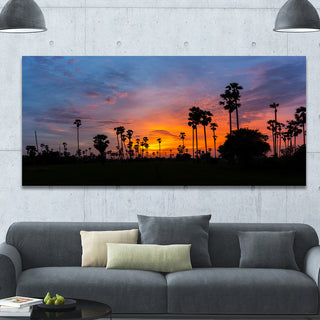 Sugar Palm Tree Silhouette, Landscape Canvas Art Print, 60"x28"