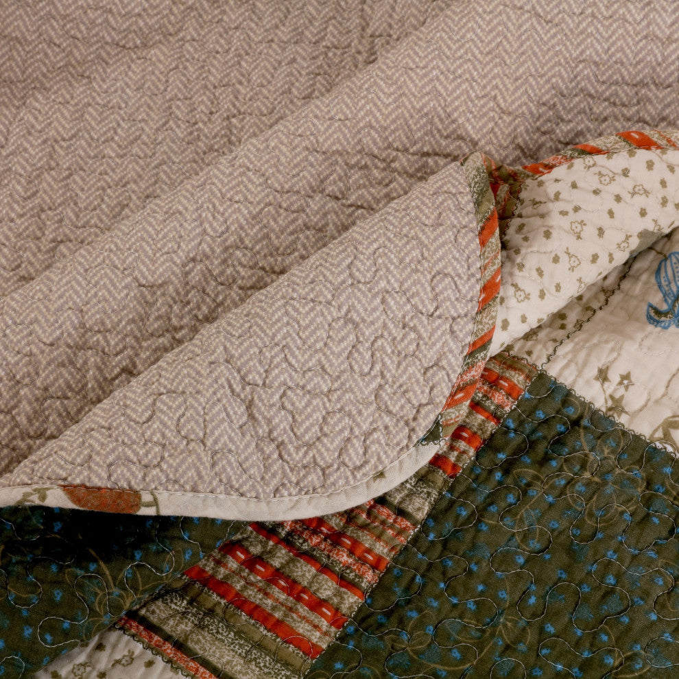 Benzara BM293434 Quilted Throw Blanket With Fill, Wild Flowers, Multicolor
