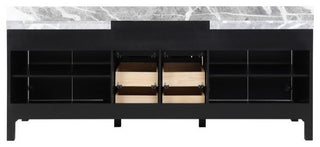 Zilara Black and Grey 84" Double Vanity, Monte Chrome Faucet Set