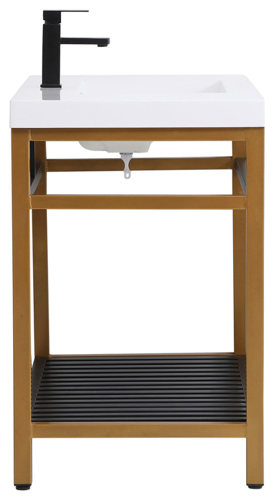Home Living Single Bathroom Metal Vanity, Golden Black, 36"