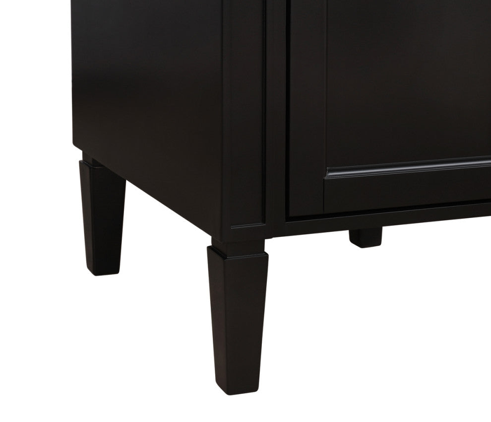 Home Living Vanity with Carrara White Marble Countertop, Black, 18", Single Sink
