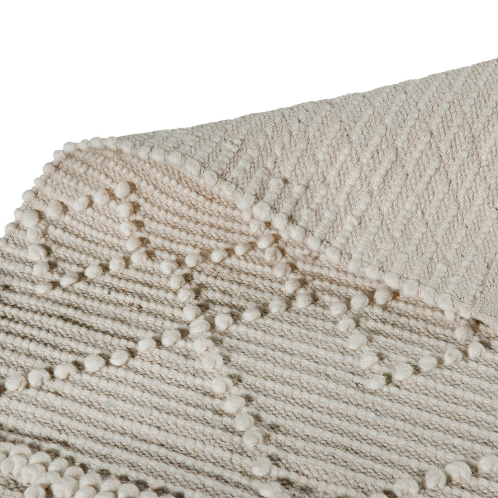 Casey Collection Rectangle 8' x 10' Ivory Geometric Design Handwoven Area Rug