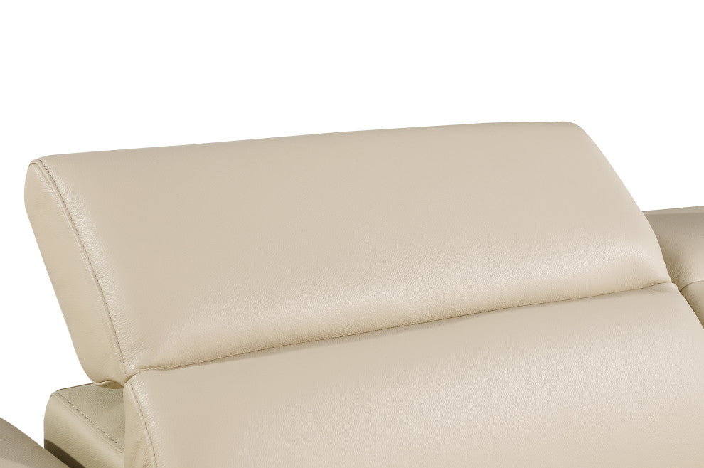 Augusto Top Grain Power Reclining Italian Leather Loveseat, Beige