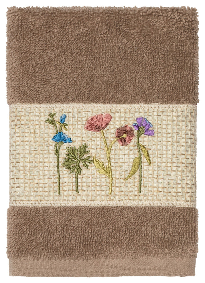 Serenity Embellished Washcloth, Latte