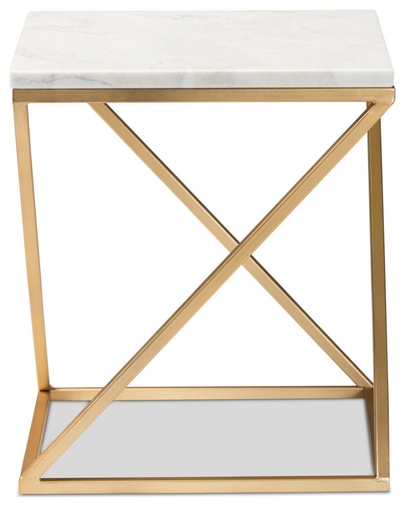 Jacqueline Contemporary End Table, Gold